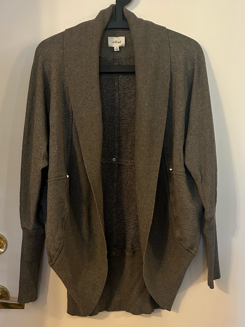 Wilfred Aritzia Women’sDiderot Open-Front Cocoon Cardigan in Heather Gray Size M